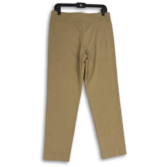 NWT Womens Tan Flat Front Traveler Pull-On Stretch Ankle Pants Size 10 image number 2