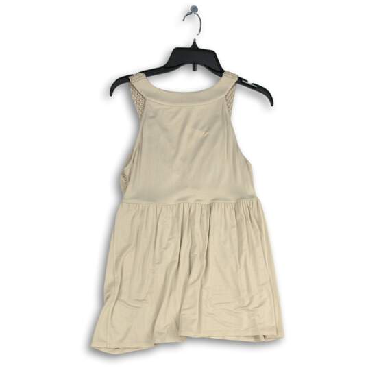 NWT Womens Beige Pleated Sleeveless V-Neck Pullover Mini Dress Size Medium image number 2