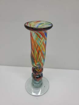 VTG. Handblown Glass Confetti Swirled Candle Stick Holder