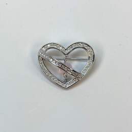 Designer Swarovski Silver-Tone Rhinestone Heart Crystal Pin Brooch alternative image
