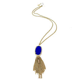 Designer Kendra Scott Gold-Tone Blue Stone Tasseled Pendant Necklace w/ Box alternative image