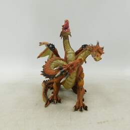 Red and Orange Azhi Dahaki Three Headed Dragon Figurine Statue Fantasy Mythical