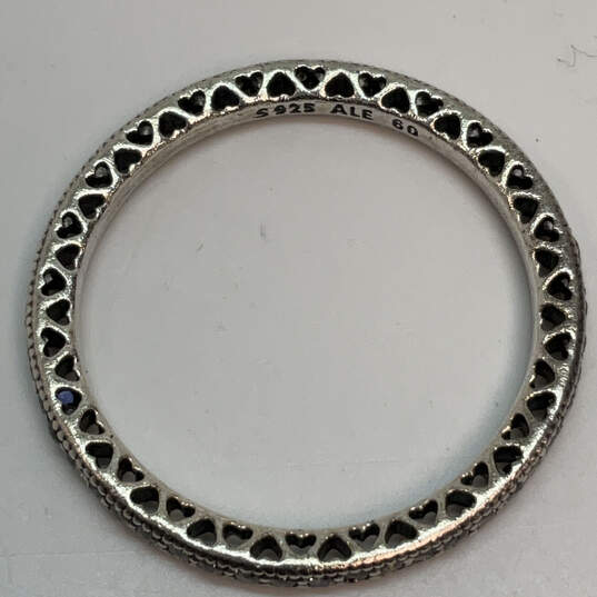Designer Pandora S925 ALE Sterling Silver Rhinestone Heart Band Ring image number 2