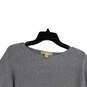 Womens Gray Long Sleeve Side Zip Round Neck Pullover Sweater Size Large image number 3