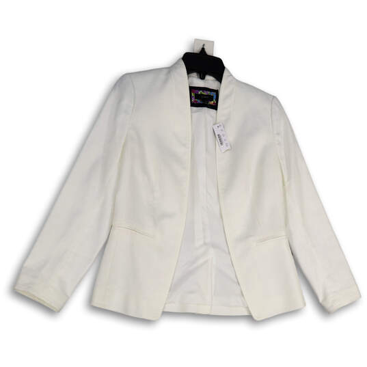 NWT Womens White Long Sleeve Pockets Open Front Blazer Size 2 image number 1