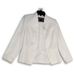 NWT Womens White Long Sleeve Pockets Open Front Blazer Size 2