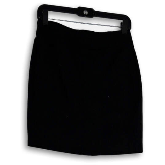 Womens Black Flat Front Back Zip Short Straight & Pencil Skirt Size 2P image number 1