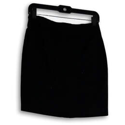 Womens Black Flat Front Back Zip Short Straight & Pencil Skirt Size 2P