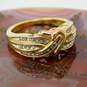 10K Yellow Gold 0.08 CTTW Channel Set Diamond Love Crossover Ring 2.3g image number 1