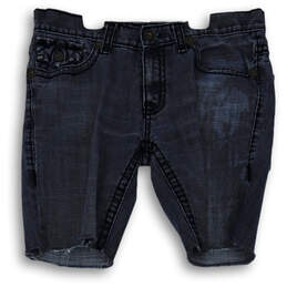 Mens Blue Flat Front Medium Wash Pockets Jean Shorts Size 36