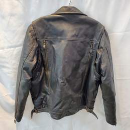 Unbranded Black Full Zip Leather Jacket Size 44 alternative image