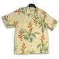 NWT Mens Ivory Floral Short Sleeve Spread Collar Button-Up Shirt Size Large image number 1