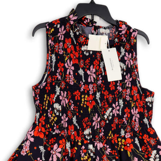NWT Womens Multicolor Floral Sleeveless Smocked A-Line Dress Size 14-16 image number 3