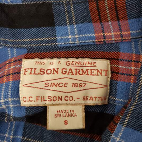 VTG Filson MN's Blue Plaid Grouse Scout Shirt Size SM image number 3