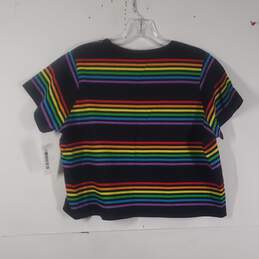 NWT Womens Cotton Striped Crew Neck Short Sleeve Cropped T-Shirt Size Large alternative image