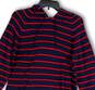 Mens Blue Red Striped Long Sleeve Pockets Pullover Hoodie Size Medium image number 3