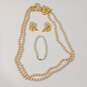 5 Piece Gold Tone Pearl Necklace, Bracelet, And Earing Bundle image number 2