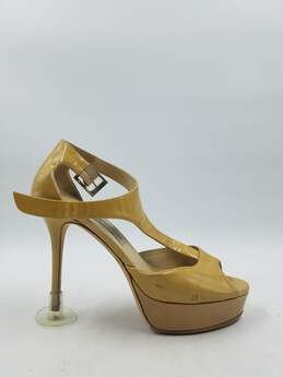 Jimmy Choo Khaki Patent T-Strap Sandals W 6.5 COA