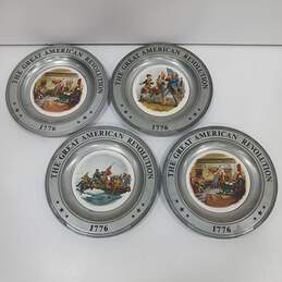 The Great American Revolution Pewter Collector Plates 4pc Lot