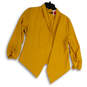 NWT Womens Yellow Casual Open Front Roll Up Sleeve Jacket Size Large image number 1