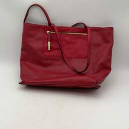 Tutilo Womens Red Leather Inner Pocket Zipper Double Handle Shoulder Bag Purse