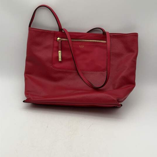 Tutilo Womens Red Leather Inner Pocket Zipper Double Handle Shoulder Bag Purse image number 1
