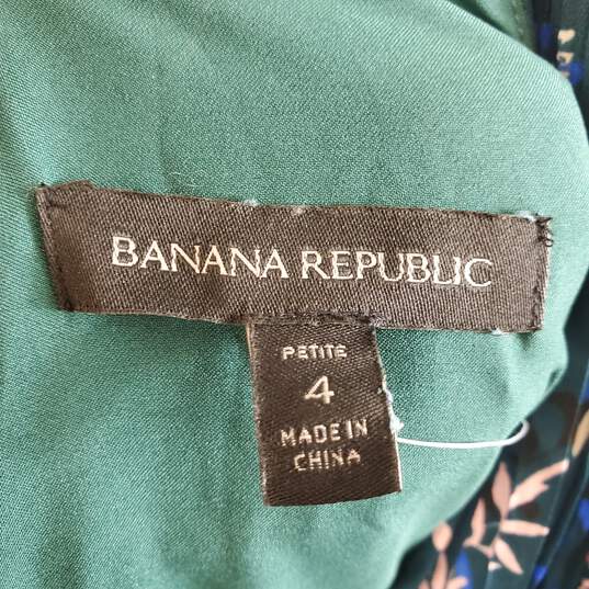 Banana Republic Women Green Floral Maxi Dress Sz 4P Nwt image number 2