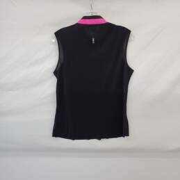 Jamie Sadock Black & Pink Ribbed Knit Half Zip Sleeveless Top WM Size M alternative image