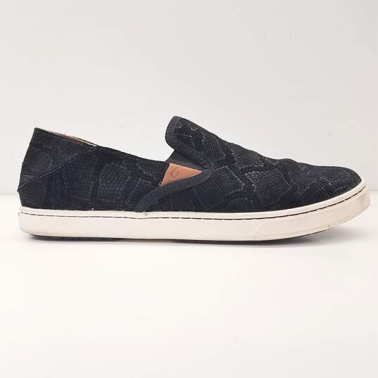 OluKai Pehuea Leather Slip On Sneakers Black 9 image number 2