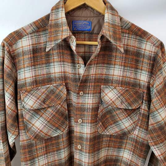 Pendleton Brown Plaid Button Up Men's Size Medium image number 2