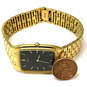 Designer Seiko 5Y30-5289 Gold-Tone Black Rectangle Dial Analog Wristwatch image number 2