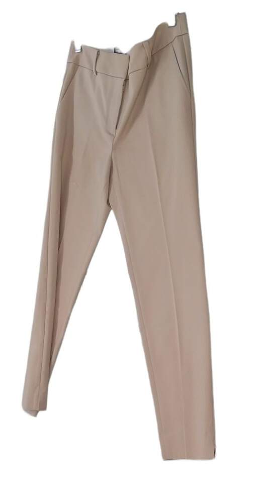 NWT Womens Beige Flat Front Straight Leg Dress Pants Size 2P image number 2