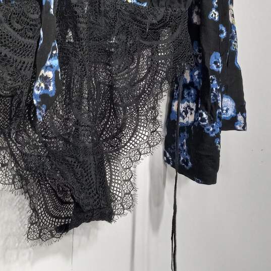 Free People Women's Black/Blue Floral Blouse Bodysuit Size S NWT image number 4