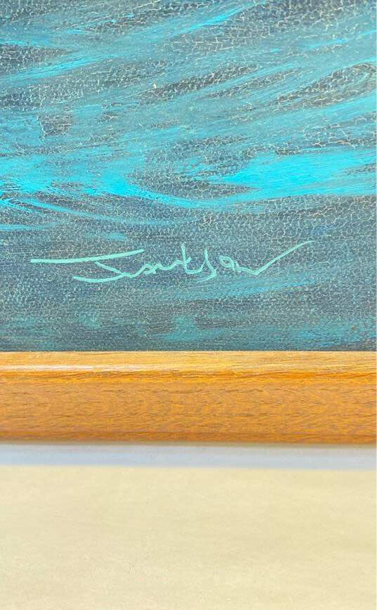 Sailing Ship Oil on canvas by Jackson Signed. Framed image number 4
