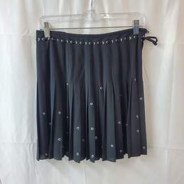 Escada Black Pleated Skirt w Silver Bead Embellishments Size 36