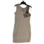 Womens Gray Sleeveless V-Neck Sequin Stretch Pullover Sheath Dress Size M image number 1