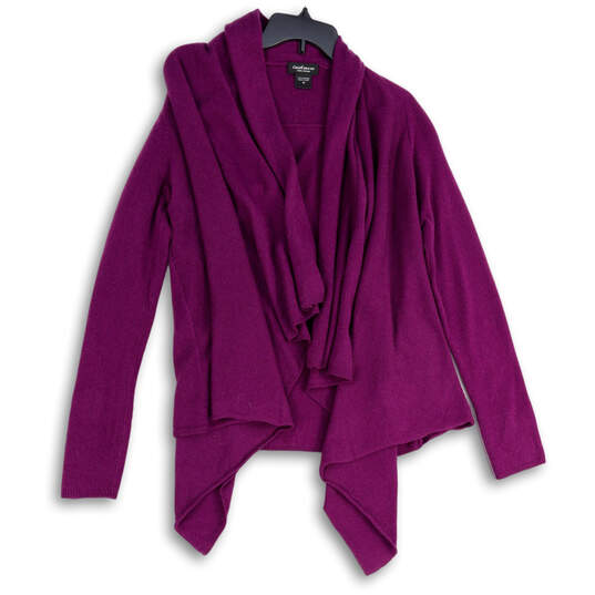 NWT Womens Purple Knitted Long Sleeve Open Front Cardigan Sweater Size M image number 1