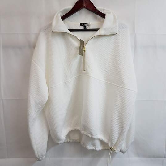 J Crew white half zip pullover fleece sweater L nwt image number 1
