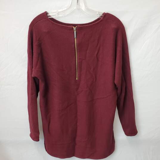 Michael Kors Women's Burgundy Long Sleeve 1/3 Zip Shirt Size M image number 1