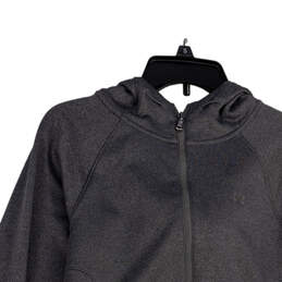 Womens Gray Long Sleeve Athletic Fleece Full-Zip Hoodie Size Medium