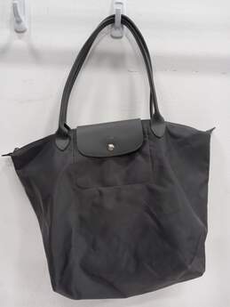 Longchamp Gray Nylon Leather Tote Bag