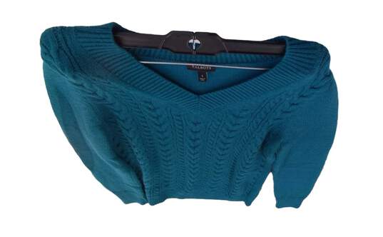 Talbots Womens Teal Knitted V Neck Long Sleeve Pullover Sweater Size Small image number 5
