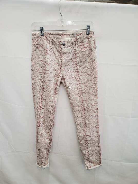 AG Silk Python Ivory Dust Skinny Ankle Pants Size-27R used image number 1