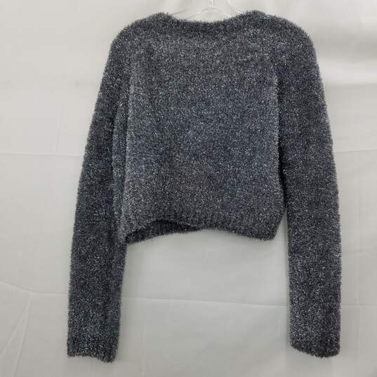 AllSaints Silver Italian Yarn Cropped Sweater Size Medium image number 4