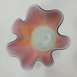 Murano Style Rainbow Burst Blown Glass Napkin Style Art Vase 11.5" alternative image