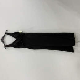 NWT Womens Black Pleated V-Neck Sleeveless Back Zip Maxi Dress Size Large