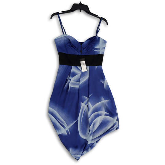 NWT Womens Blue Strapless Sweetheart Neck Asymmetrical Sheath Dress Sz 4 image number 1