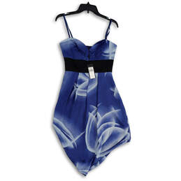 NWT Womens Blue Strapless Sweetheart Neck Asymmetrical Sheath Dress Sz 4