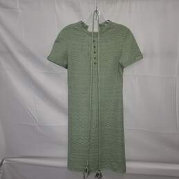 Unbranded Union Made Green Short Sleeve Zip Back Dress W/Tie No Size