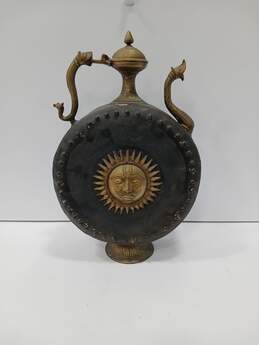Vintage Large Iron Brass Decorative Metal Water Vessel